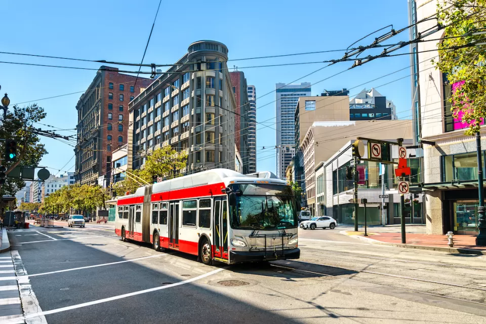 Trolley bus in San Francisco, California.
